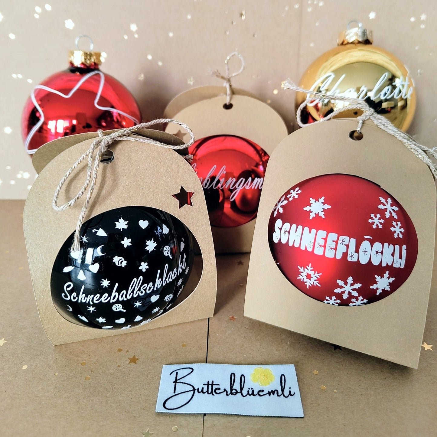 Weihnachtskugeln Glas 8cm mit Text  oder Personalisiert